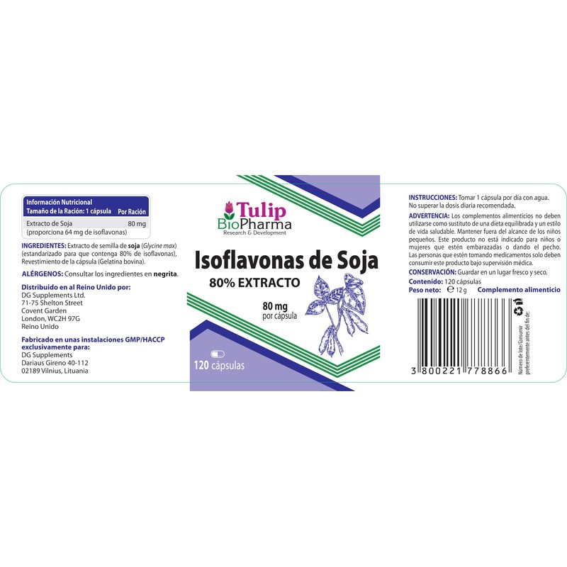 SOYA Isoflavones 80% Extract 120 Capsules, 3rd Party Lab Tested,