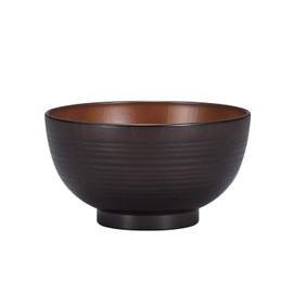 Miyamoto Sangyo Soup Bowl, Wood Grain, Turbulent Muscles, Inner Woodgrain, Brown, Approx. 14.8 fl oz (420 ml)