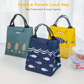 FANDARE Lunchtasche Kühltasche Picknick-Handtasche Isolierte Lunch Bag Thermotasche Cooler Bag Eistasche Mittagessen Tasche Isoliertasche Wasserdicht für Herren Damen Arbeit Schule Ausflug Blau