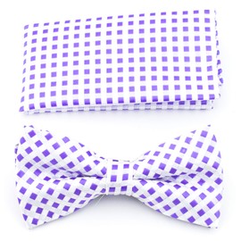 Scott Allan Collection Pre-Tied Bowtie for Boy's/Men - Purple & White Checkered Diamond Bow Tie - Purple Tuxedo Bowties for Groom
