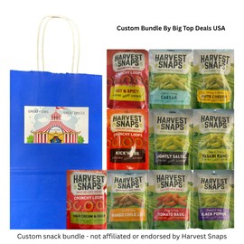 Big Top Deals USA Snack Pack – 10-Flavor Veggie Chip Variety in Blue Paper Bag 5.25x3.2x8 – Includes Harvest Snaps Chips – Custom 10-Pack Assorted Bundle