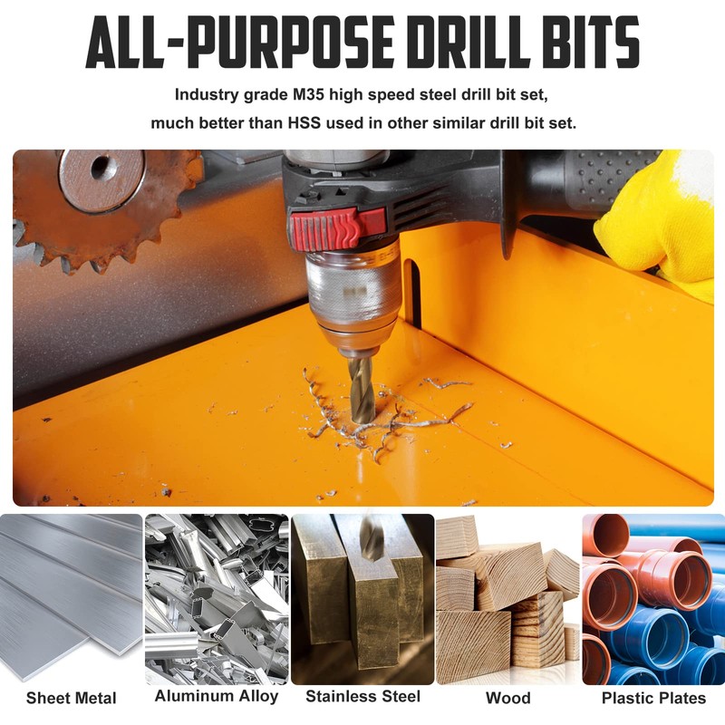 COMOWARE 115Pcs M35 Cobalt Drill Bit Set - 5% Cobalt