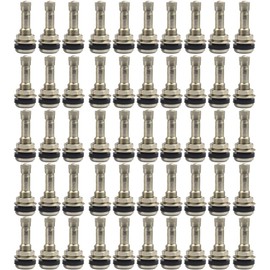 TR416 Metal Valve Stems Outer Mount Fits .453" & .625" Rim Holes Long 1 1/2", Silver - 50 Pack