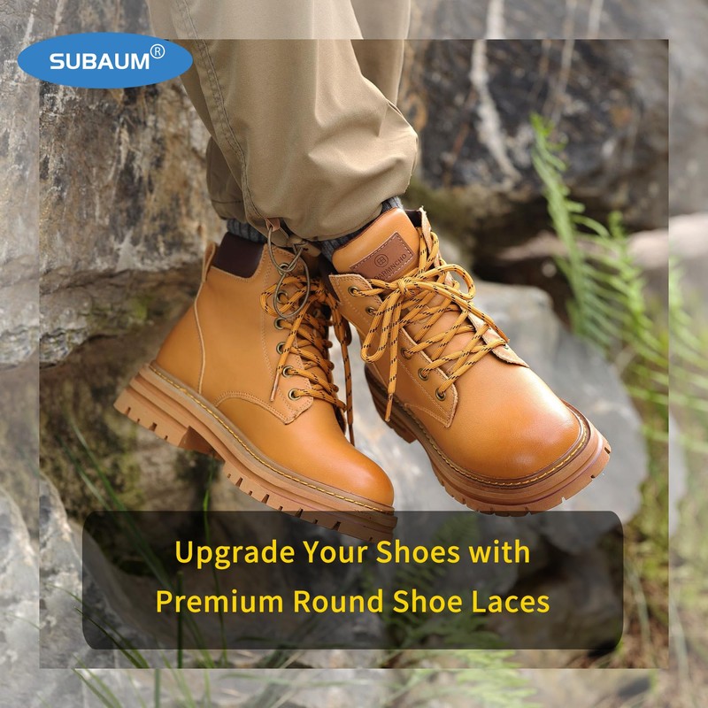 SUBAUM 2 PAIRES Round Strong Work Boot Laces,Heavy Duty Shoe