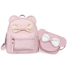 VOLGANIK ROCK Cute Mini Backpack Set for Girls Mouse Ear Bowknot Backpack for Girl with Small Handbag Girls Toddler Backpack Cute Accessories for Girls Gift for Girls Small Travel Bag