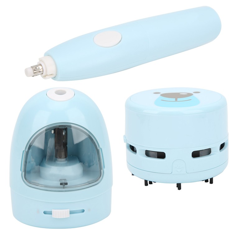 Pencil Sharpene Electric Blue Small Portable Stationery Set for Clean