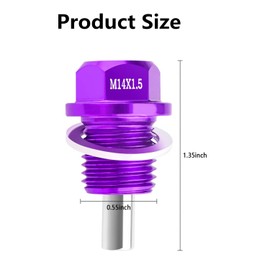 Mtxorvix Magnetic Oil Drain Plug, Purple, Aluminum Alloy, Compatible with Car, Truck, Screw-In, ENGINE_COMPONENT_CAP