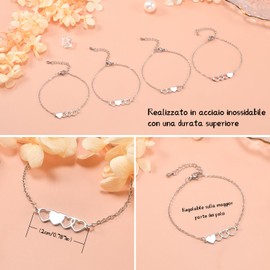 SUNSH Pack of 2/3/4/5 Sisters Bracelet for Girls Mixed Bracelets Stainless Steel Bracelet for Girls with Heart Best Friend Gift for Sisters Christmas Birthday Gift, No gemstone