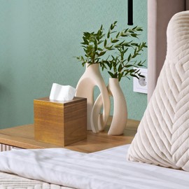 GCWSTJK Acacia Wood Tissue Box Cover - Square Thick Tissue Box Holder for Cube Boxes, Smooth Polished Decorative Wooden Tissue Holder for Bathroom, Bedroom, Dining Table, Kitchen or Office