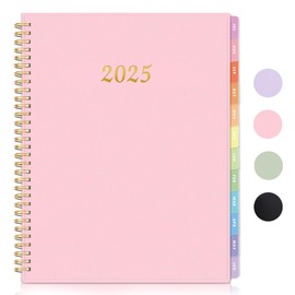 2025 Planner, Annecy Weekly ＆ Monthly Planner 2025, Jan. 2025 – Dec. 2025, 8.5" x 11" Monthly Agenda Planner with Tabs, Waterproof Flexible Cover, Spiral Binding, Double-sided Pocket, Bookmark, Pink