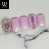 Pink White Gra Handmade Nail Tips - Short Almond /
