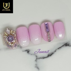 Pink White Gra Handmade Nail Tips - Short Almond / 핑크화이트그라 수제네일팁 - 숏아몬드