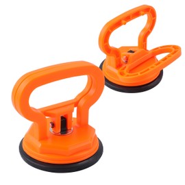 Amooca Glass Suction Cup Lifter Heavy Duty Tile Marble Suction Cup Vacuum Lifter with Handle for Granite Lifting & Window Replacement 70 lbs Load Capacity (2 Pack Orange Medium)