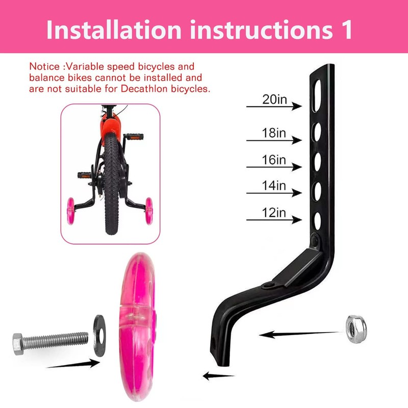 Bicycle Training Wheels,Adjustable Training Wheels,For 12 14 16 18 20