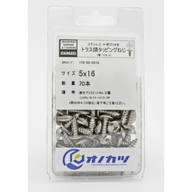 Onokatsu Truss Head Tapping Screws, Stainless Steel, 5x16, 70 Pieces