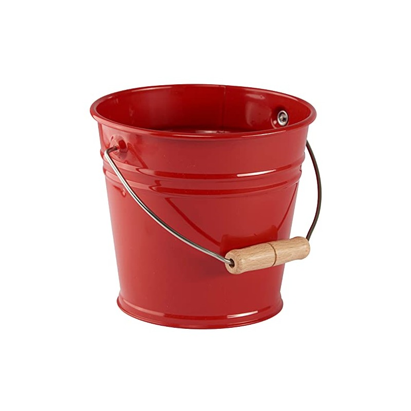 Glückskäfer 535054 Metal Bucket with Wooden Handle Red
