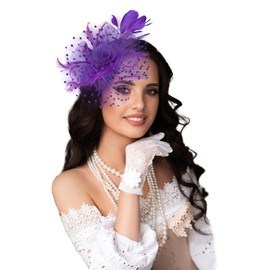 Fascinators Hats for Women Tea Party Hats for Women, Kentucky Derby Hats for Women Church Hats for Women & Girls, Cocktail, Wedding, Fancy Dress Party Purple