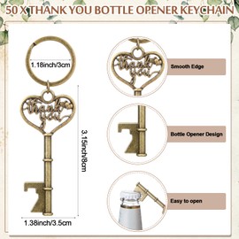 Landical Wedding Favors for Guests Key Bottle Opener Gifts Keychains Organza Bags Cards Thank You Souvenirs Return Gifts for Guest Wedding Party Supplies (Bronze,50 Sets)