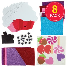Baker Ross FX329 Love Heart Cupcake Magnet Kits - Pack of 8, Valentine's Day Foam Craft Kit for Kids