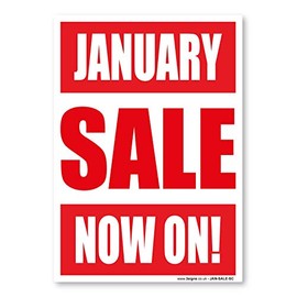 January Sale Sign, Window, wall Shops promotional advertising, A1 841x594mm, Static Cling Window Vinyl