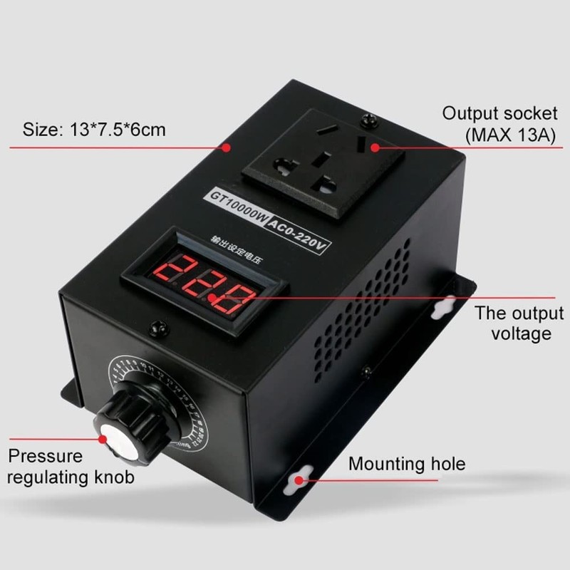Somesino Single-Phase Voltage Regulator 110-220V PWM AC Controller Switch 40A