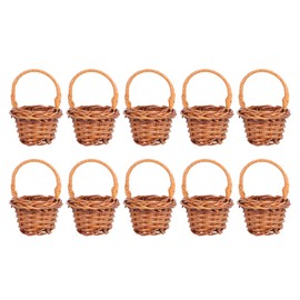 Cabilock Rattan Basket, Braided Flower Basket, Fruit Basket, Mini Wicker Basket with Handle, Picnic Basket, Handle Basket, Wedding Scatter Basket, Flower Children Baskets for Country House Decoration,