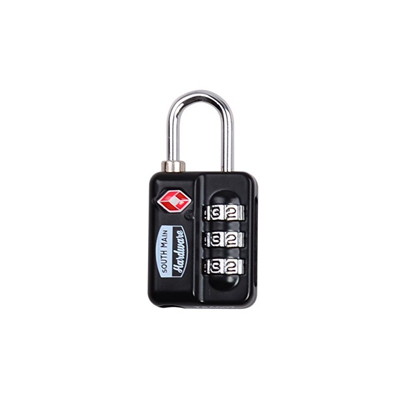 South Main Hardware TSA-Accepted Resettable Luggage Lock, Black