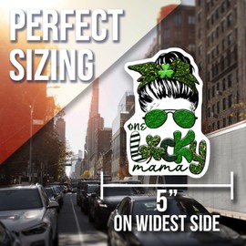 St Patricks Day Lucky Mama Magnet - Shamrock Decoration - Festive Refrigerator Magnet - Green Celebration Magnet Idea - 5" Vinyl Sticker - Car Magnet - Made in USA - AAMT1953