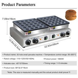 50PCS Mini Pancakes Maker Machine, 110V Electric Commercial Dutch Pancake Maker, Non-stick Small hotcake Maker Mini hotcakes machine for Home Kitchen Restaurant Business