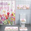 FuWeave 8 Pcs Easter Shower Curtain Sets for Bathroom Hello
