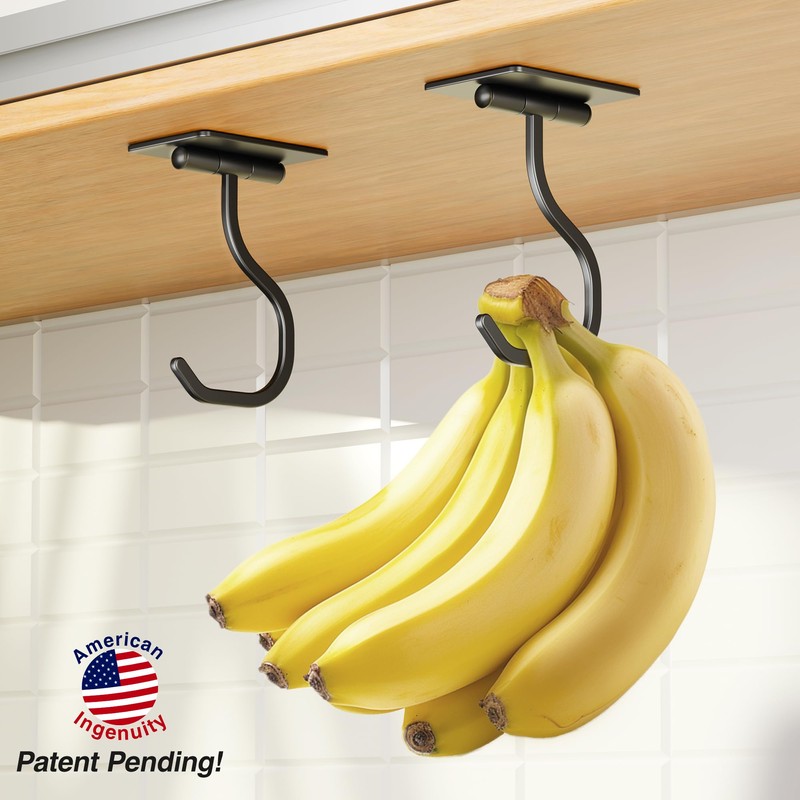bussdis Short Banana Hook Under Cabinet - 2 Pack Adhesive