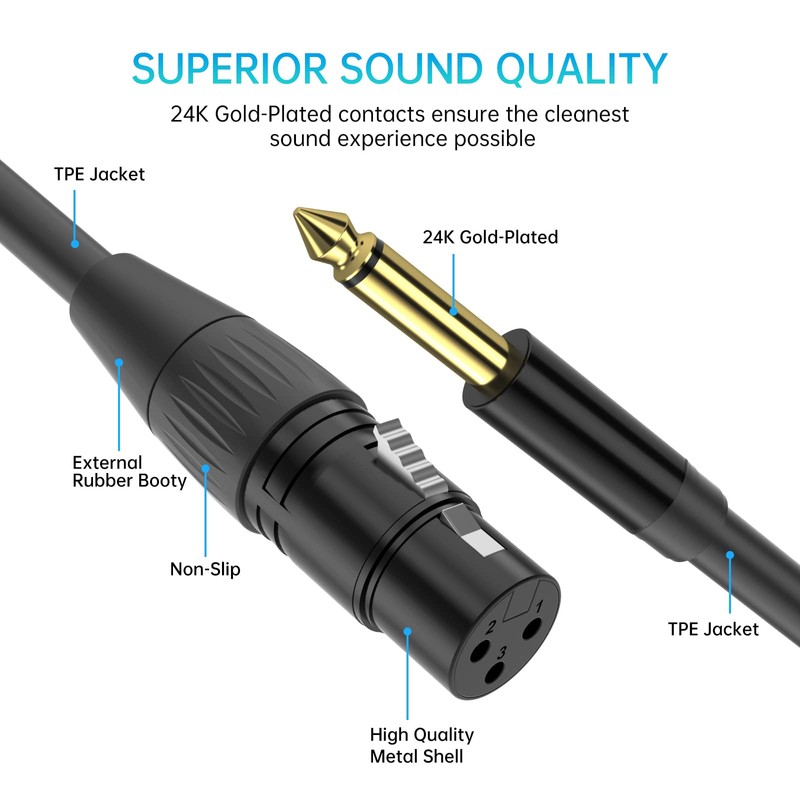 Yinker 3 m XLR to Jack 6.35 mm Female Microphone