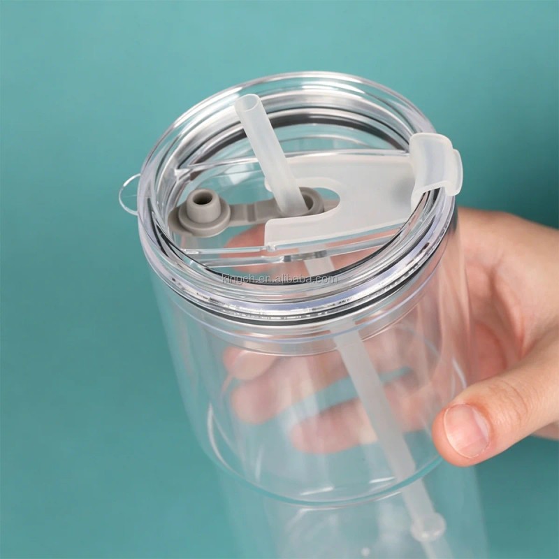 Double Wall Reusable Drinking Cup With Straw Eco Friendly BPA