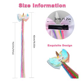 Hair Clips for Girls, 6 pieces Hair Extensions Clip in Kids Hair Clips 35cm Rainbow Hair Extensions for Kids, Colored Little Girl Hair Clips Accessories, Unicorn Hair Clips for Girl Ponytail