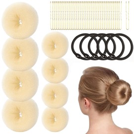 Hair Donuts Bun Maker, 4-Piece Small Hair Bun Maker for Children and 4-Piece Extra Small Hair Bun Set, 8-Piece Small Ballet Hair Bun Maker for Children