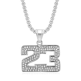 CAVIEA Iced-out Stainless Steel 18K Gold Plated Number Sports Simple Pendent Necklace for Men Hiphop Jewerly Cool Chain with Number Charm Athlete Y2K Simple Punk Fashion Jewelry, Cubic Zirconia, Cubic