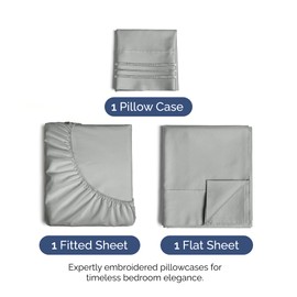 Twin Size 3 Piece Sheet Set - Extra Soft, Breathable And Cooling Sheets - Hotel Luxury Bed Sheets for Women & Men - Deep Pockets, Easy-Fit & Wrinkle-Free Sheets - Light Slate Grey Oeko-Tex Bed Sheets