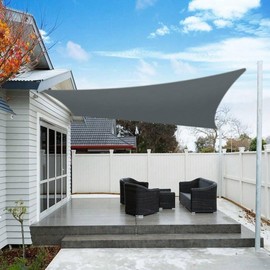 Kanwod Triangular Awning Waterproof 3 x 3 x 3 m, UV Protection, 180 g/m² Fabric, Includes Mounting Ropes, Rope Tension Awning for Balcony, Patio, Patio and Garden (Grey, 3 x 3 x 3 m)