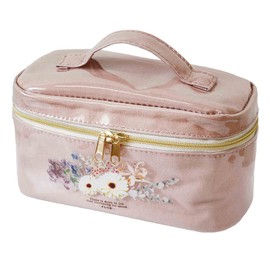 FROR 166276 Cosmetic Pouch, Vanity Bag, Small, Convenient Sorting, Divider, Pink, S, 7.1 x 3.5 x 4.1 inches (18 x 9 x 10.5 cm), Flora, Glossy, Stylish, Cute