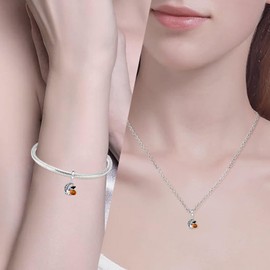 NUNUYAYA Charms Beads 925 Sterling Silver Boo Ghost Pumpkins Dangle Pendant with 5A Cubic fits Charms Bracelets for Woman Mother's Day Christmas Birthday Gift of 3 packs