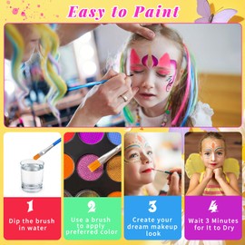 Mekkyes Children's Make-Up Set, 22 Colours, Washable Make-Up, Children's Face Paint with 4 Large Colours, 2 Rainbow Split and Tattoos, Ideal Children's Make-Up for Halloween, Carnival, Nursery