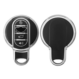 kwmobile Carcasa para Mando Compatible con Mini Llave de Coche Smart Key de 3 Botones - Funda para Llaves de Coche de TPU con Botones - Negro/Plata