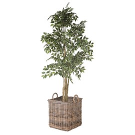 Kouboo Kobo Square Rattan Decorative Storage Basket and Planter, Medium Size, Gray