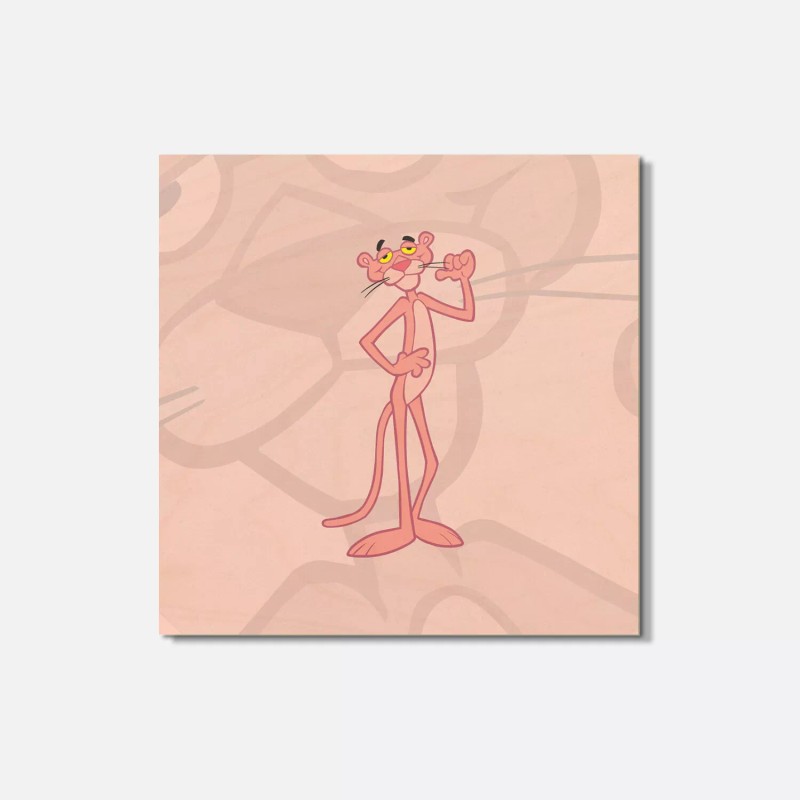 Unbranded Pink Panther Cartoon Gentleman 4'' X 4'' Square Wooden
