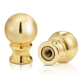 Ball Lamp Finial Cap Knob for Lamp Shade Top,Solid Lamp Finial Caps,Heavy Metal Top Screw Finial for Black Lamp Shade Holder Antique Brass Lamp Harp (Gold / 2-Pack)