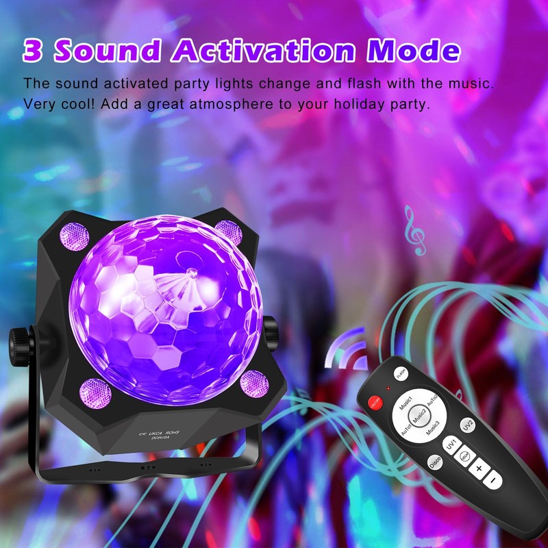 DJPTYGCK 2 in 1 Glow Party Black Light Disco Ball