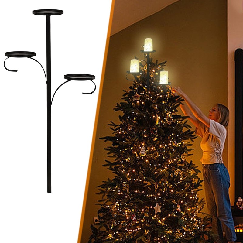 Black Christmas Tree Topper, Tree Topper Candelabra for Christmas, 3
