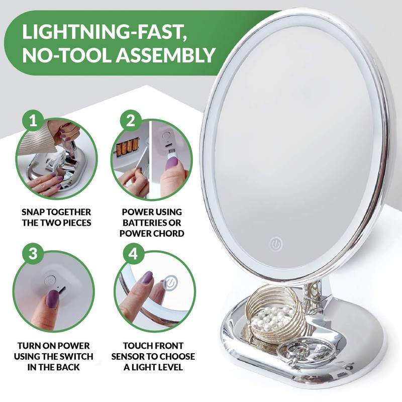 Oval Personal Makeup Mirror with Lights - Magnifying Mirror Light