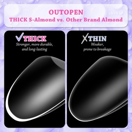 outopen 336 Puntas De Uñas Cuadradas Medianas, Gruesas, Transparentes, Cuadradas, Para Extensiones De Acrílico De Poligel, Cobertura Completa, Uñas Postizas, Para Principiantes, Manicura Diy, 14 Tamañ