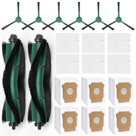 20 Pack Q0520 Replacement Parts for iRobot Roomba Vacuum 2 Essential Robot with AutoEmpty Dock, Essential Vac 2 Robot Q0520 Q052020, 2 Roller Brush, 6 Side Brushes, 6 HEPA Filters, 6 Dust Bags